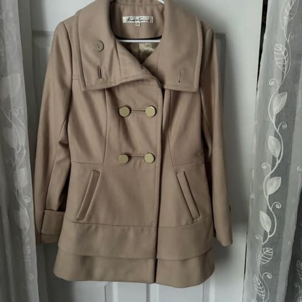 Kenneth Cole Tan Wool Blend Peacoat Jacket Womens Size 4